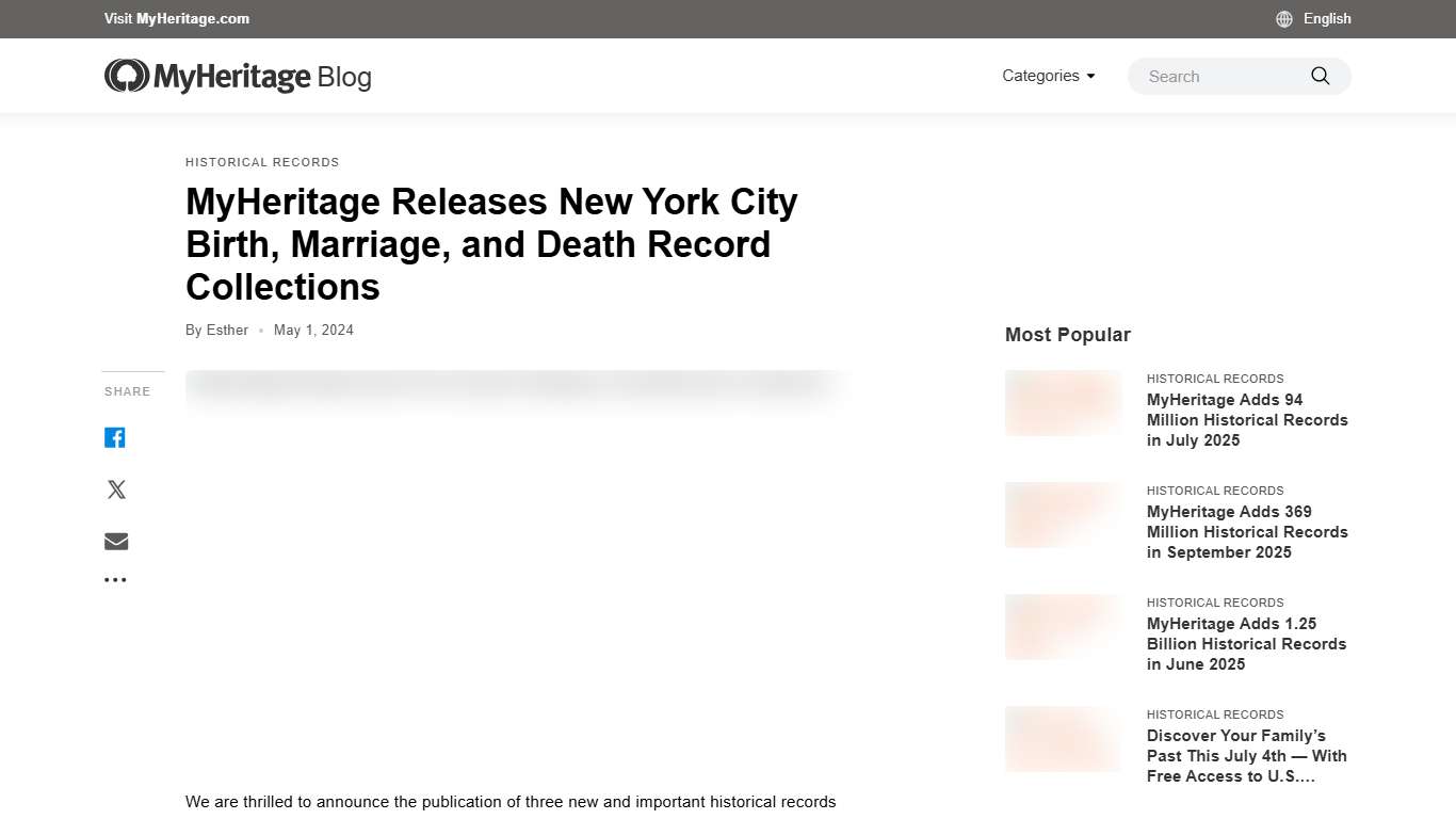 MyHeritage Releases New York City Birth, Marriage, and Death Record Collections - MyHeritage Blog
